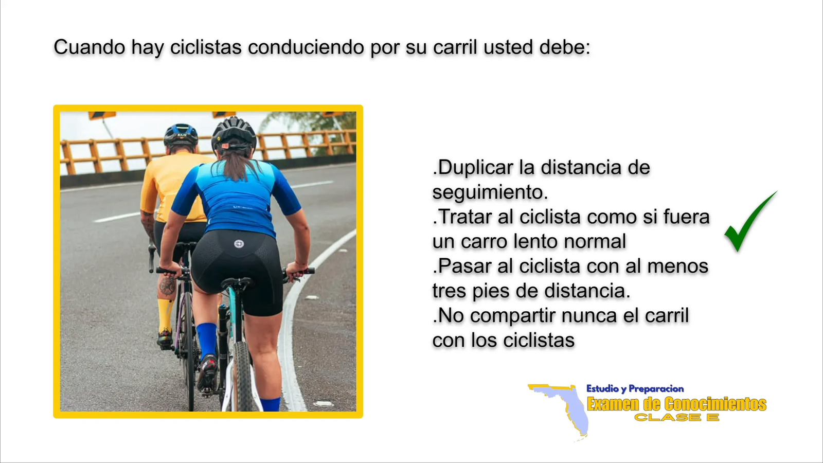 Explicación de señales de tránsito y distancia de seguimiento