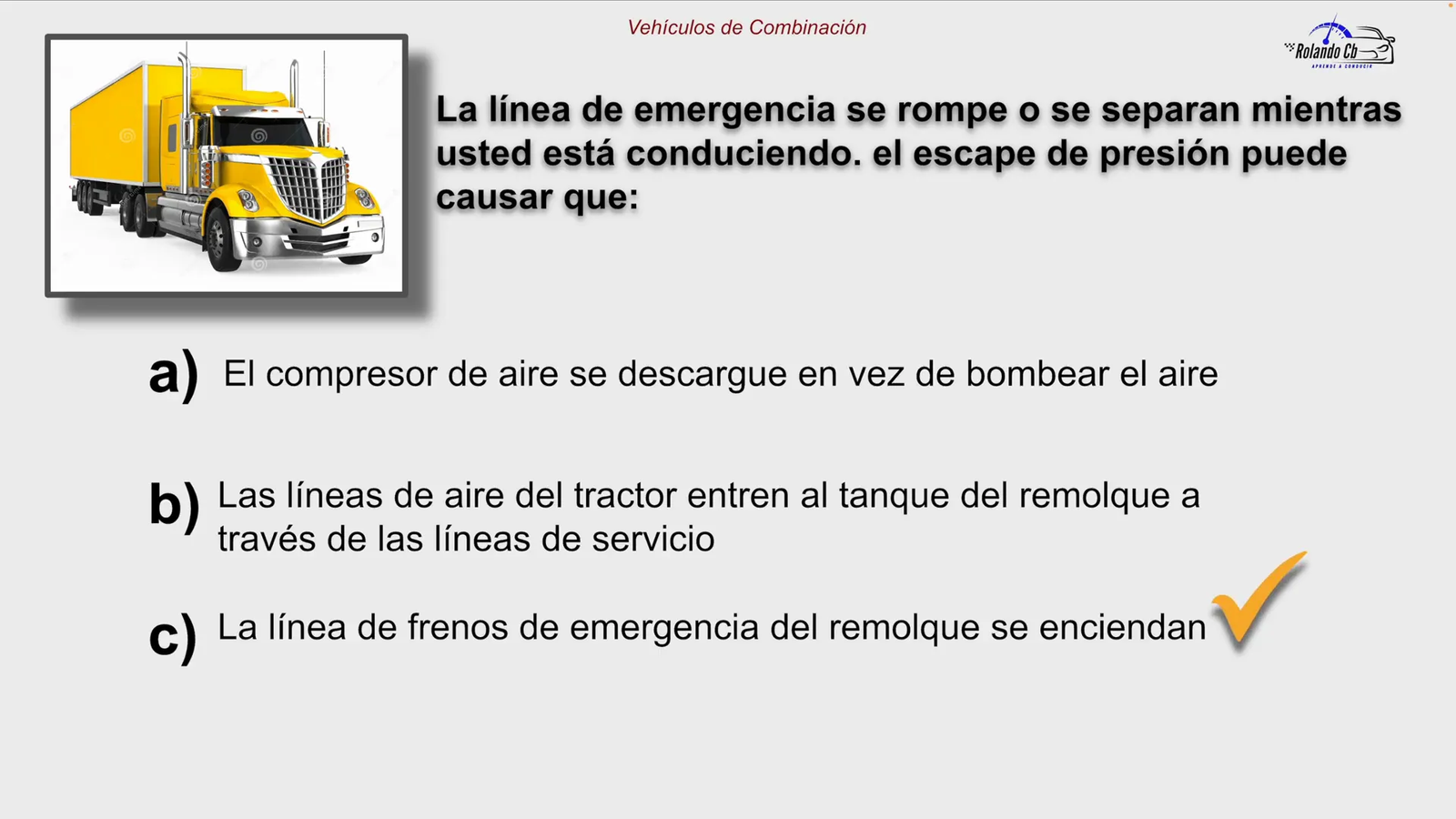 Indicador de ruptura en línea de emergencia activando frenos
