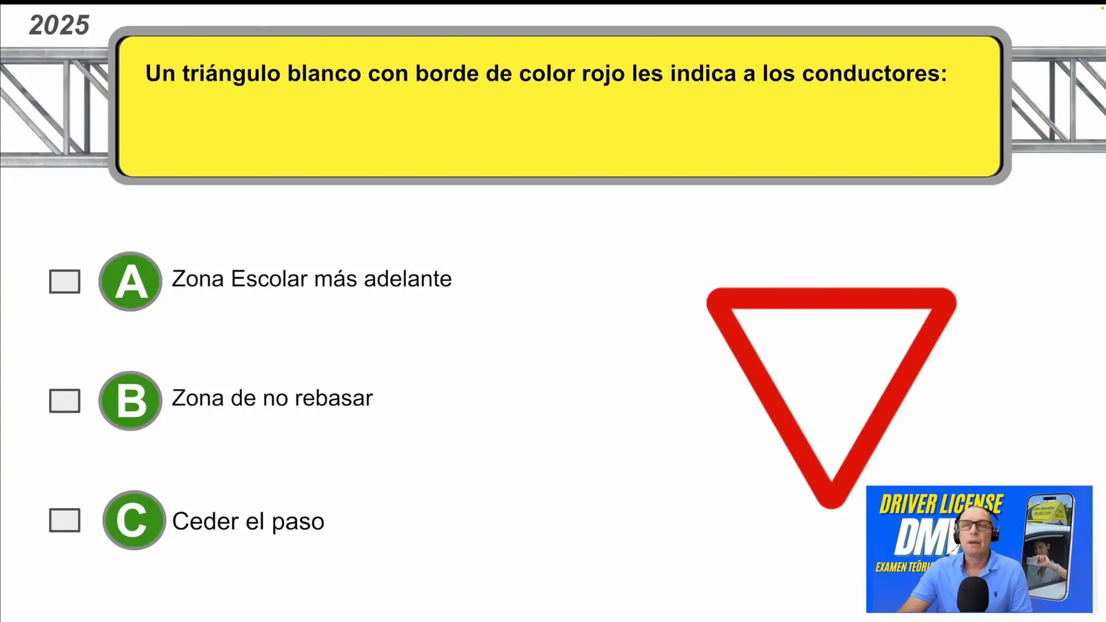 Señal de ceda el paso con triángulo blanco y borde rojo