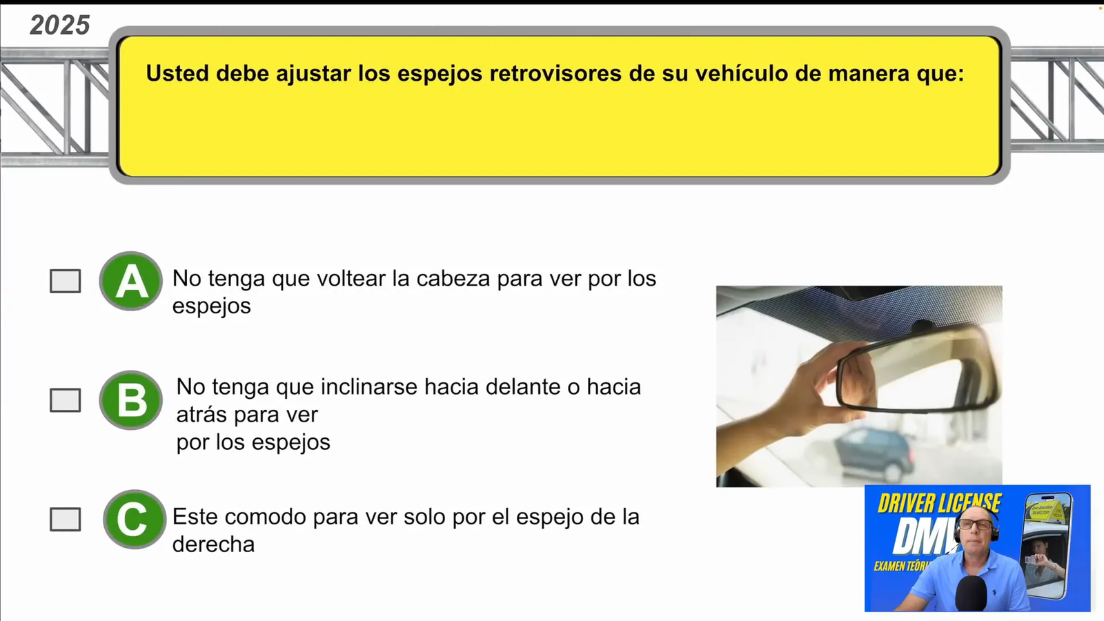Ajuste de espejos retrovisores para visibilidad óptima